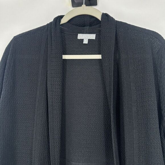 Habitat Open Front Cardigan Black Long Line Lightweight Long Sleeve Size M - Picture 2 of 10